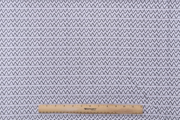 PK Lifestyles Zipper Zag Printed Cotton Drapery Fabric in Graphite