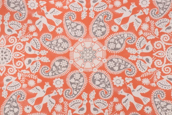 PK Lifestyles Peruvian Craft Printed Polyester Outdoor Fabric in Peachtini