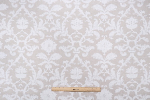 Thibaut Anita Damask F98635 Printed Drapery Fabric in White on Natural