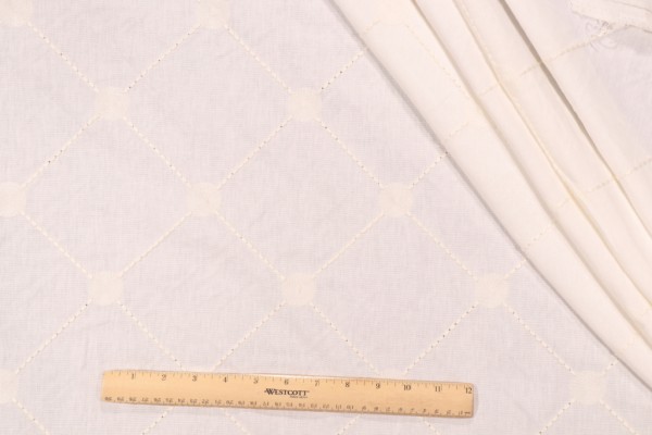 Kelly Ripa Home Fanfare Embroidery Drapery Fabric in Frost