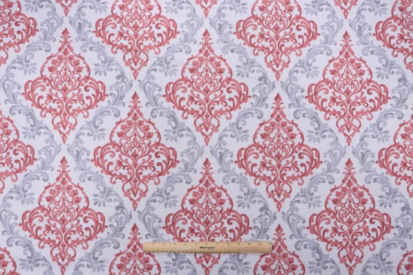 Sample of Magnolia Home Anna Printed Cotton Drapery Fabric in Coral 