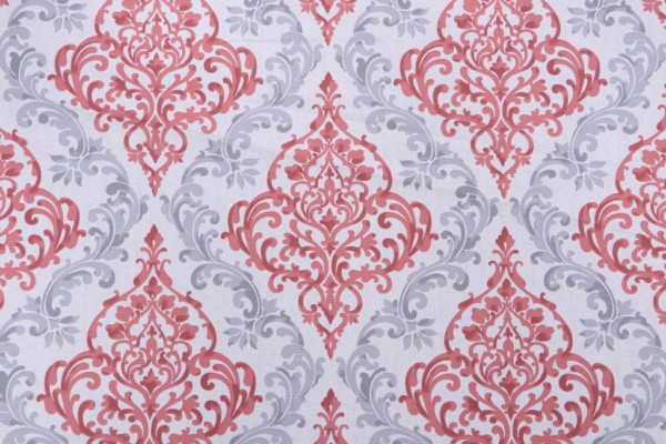 Sample of Magnolia Home Anna Printed Cotton Drapery Fabric in Coral 