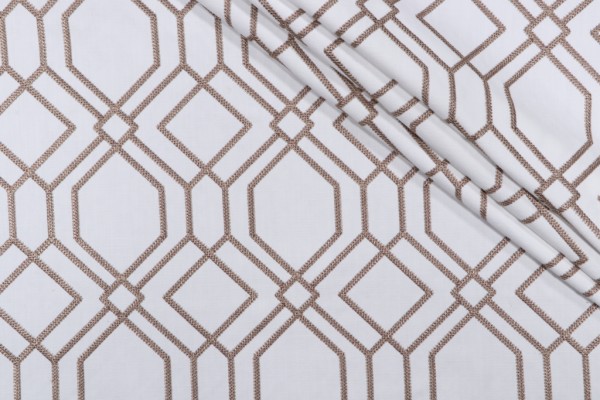 Valiant Fabrics Harris Embroidered Drapery Fabric in Vanilla 