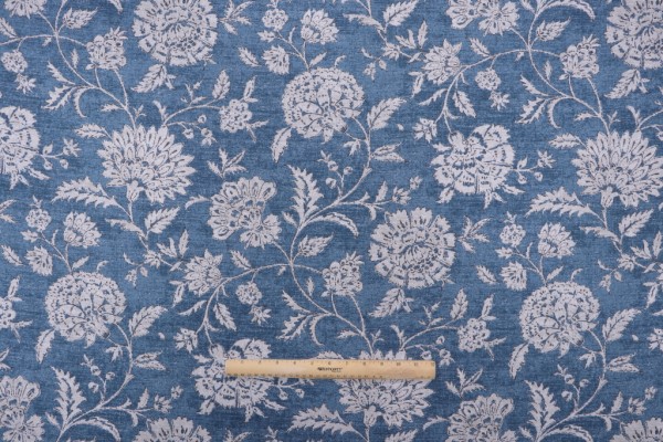 Magnolia Home Basanti Printed Cotton Drapery Fabric in Navy 