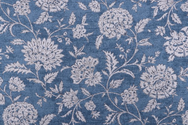 Magnolia Home Basanti Printed Cotton Drapery Fabric in Navy 