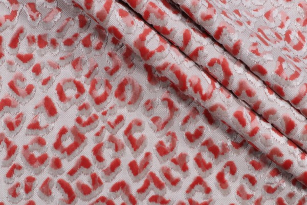 Hamilton Ocelot Velvet Upholstery Fabric in Mango 