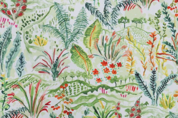 Sample of Hamilton Hillside Printed Cotton Drapery Fabric in Spring 