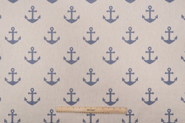SunReal Boat Anchor Printed Outdoor Fabric in Navy 