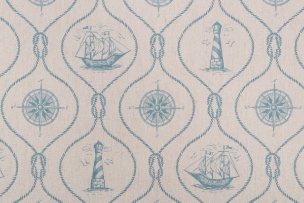 SunReal Light House Printed Outdoor Fabric in Teal 