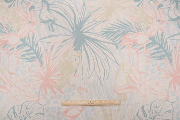 SunReal Toucan Printed Outdoor Fabric in Coral 