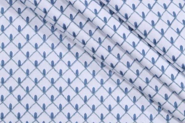 PK Lifestyles Picot Embroidered Drapery Fabric in Porcelain 