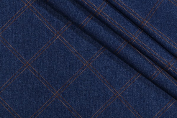 PK Lifestyles Prairie Embroidered Denim Decorator Fabric in Indigo 