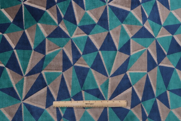 Sample of PK Lifestyles Prismatic Velvet Upholstery Fabric in Mediterranean 