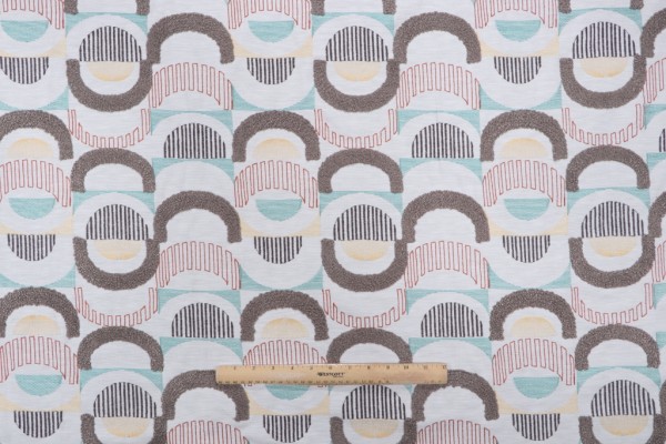 Sample of PK Lifestyles Half Moon Embroidered Drapery Fabric in Mosaic 