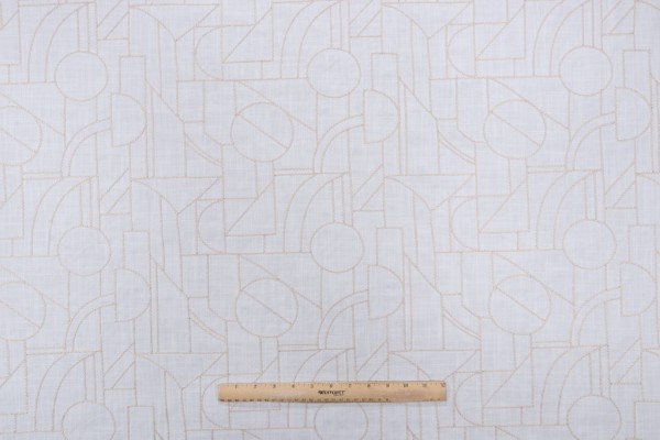 PK Lifestyles Building Blocks Embroidered Drapery Fabric in Twine 