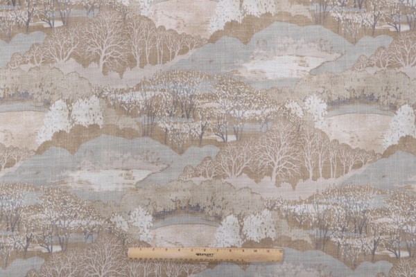 PK Lifestyles Gathering Sky Printed Drapery Fabric in Quarry-Bleach 