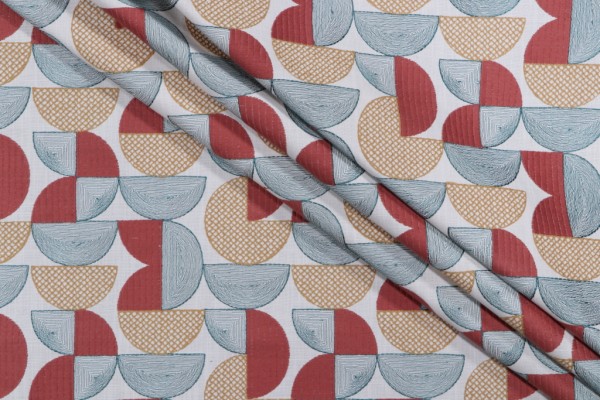Sample of PK Lifestyles Sector Embroidered Drapery Fabric in Mosaic 