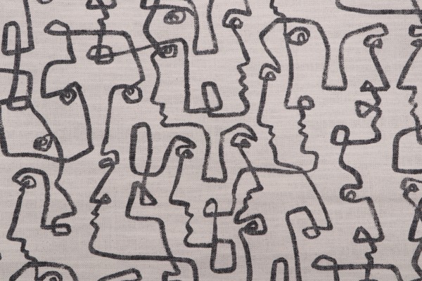 PK Lifestyles Gestures Printed Drapery Fabric in Charcoal 