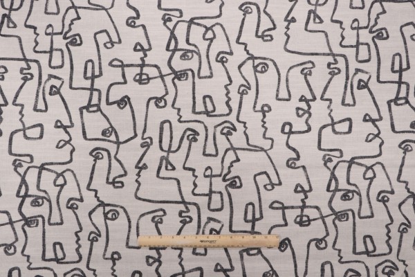 PK Lifestyles Gestures Printed Drapery Fabric in Charcoal 