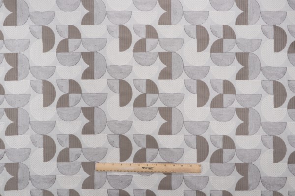 Sample of PK Lifestyles Sector Embroidered Drapery Fabric in Shale 