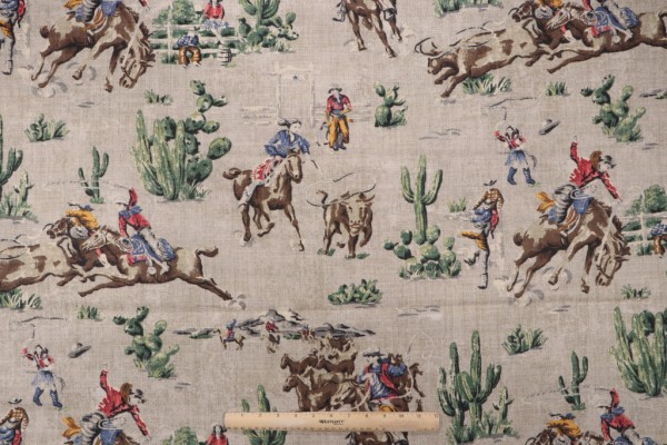 Waverly Wild West Printed Drapery Fabric in Twine 