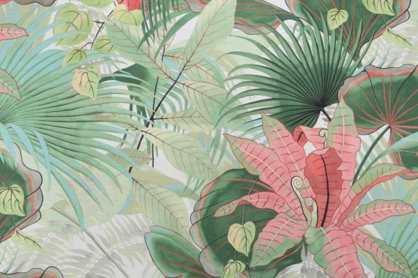 PK Lifestyles Lovina Beach Printed Cotton Drapery Fabric in Verdigris 