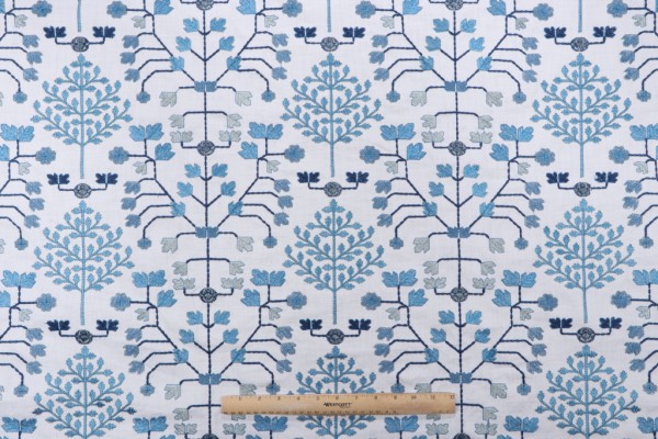 PK Lifestyles Anatolian Embroidered Drapery Fabric in Porcelain 