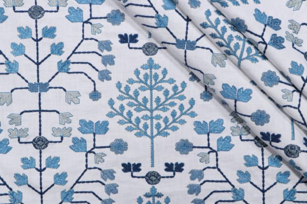 PK Lifestyles Anatolian Embroidered Drapery Fabric in Porcelain 