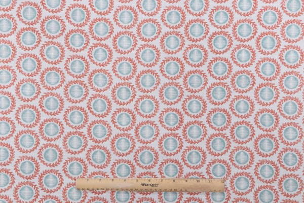 PK Lifestyles Nesting Printed Cotton Drapery Fabric in Coral 