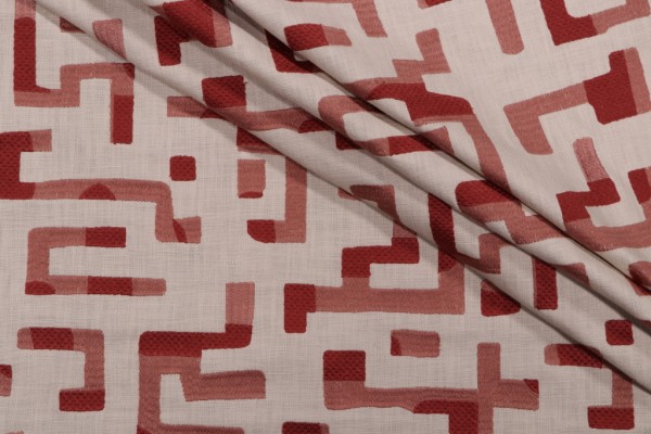 Click for PK Lifestyles Maze Embroidered Drapery Fabric in Rose  PK Lifestyles Maze Embroidered Drapery Fabric in Rose