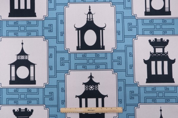 Click for 5.88 Yards Thomas Paul Folly Printed Drapery Fabric in Aqua Thomas Paul Folly Printed Drapery Fabric in Aqua