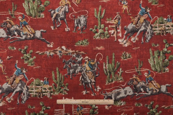 Waverly Wild West Printed Drapery Fabric in Barn 