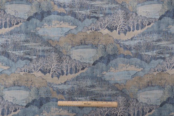 PK Lifestyles Gathering Sky Printed Drapery Fabric in Twilight 