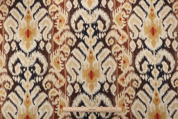 PK Lifestyles Silk Road Printed Cotton Drapery Fabric in Truffle 