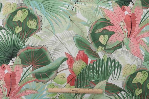 PK Lifestyles Lovina Beach Printed Cotton Drapery Fabric in Verdigris 