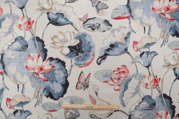 Click for PK Lifestyles Water Garden Printed Drapery Fabric in Indigo  PK Lifestyles Water Garden Printed Drapery Fabric in Indigo
