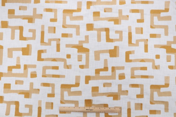 PK Lifestyles Maze Embroidered Drapery Fabric in Golden 