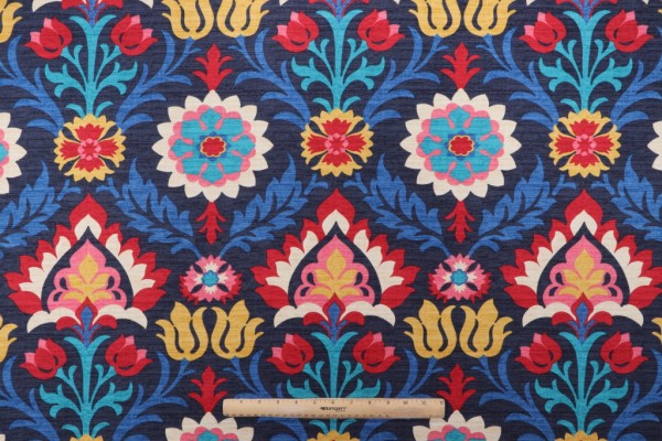 Waverly Santa Maria Printed Cotton Drapery Fabric in Lapis 