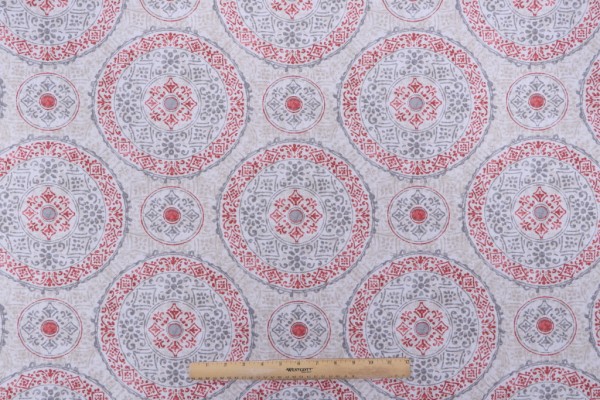 Sample of Magnolia Home Bruges Printed Cotton Drapery Fabric in Coral 