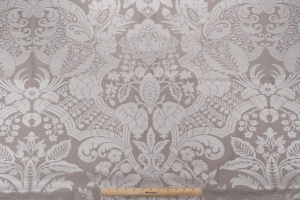 Pinnix Damask Decorator Fabric in Pewter