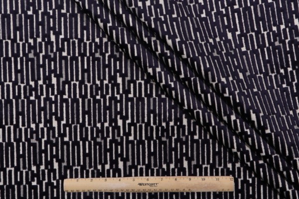 Geometric Velvet Upholstery Fabric in Midnight Blue 