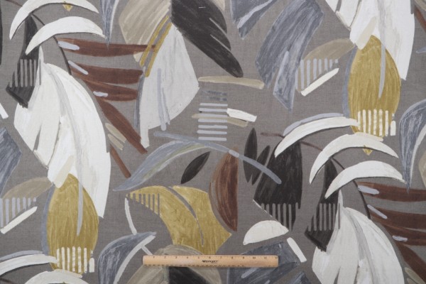 Sample of Kaufmann Conga Printed Cotton Drapery Fabric in Caraway 