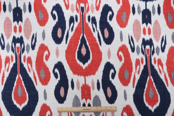 Duralee Fazil Printed Cotton Drapery Fabric in Lapis 