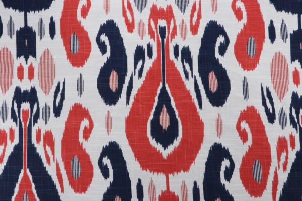 Duralee Fazil Printed Cotton Drapery Fabric in Lapis 