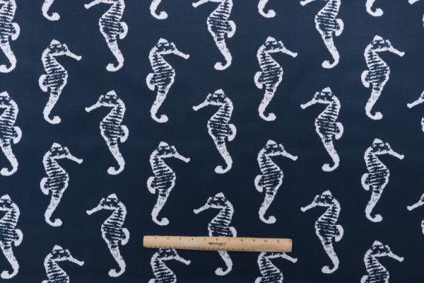 Premier Prints Sea Horse Printed Polyester Outdoor Fabric in Oxford 