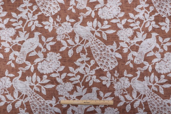 Magnolia Home Birdsong Printed Cotton Drapery Fabric in Cinnamon 