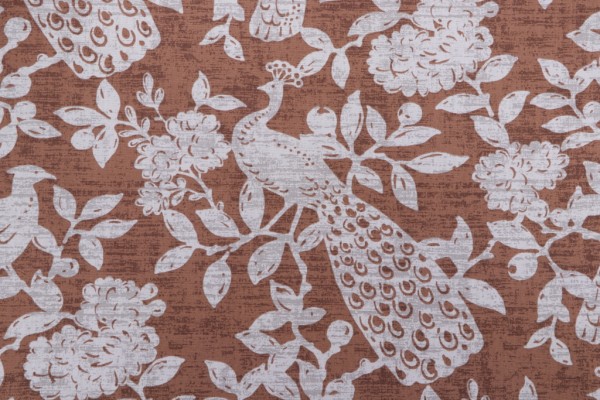 Magnolia Home Birdsong Printed Cotton Drapery Fabric in Cinnamon 