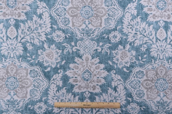 Sample of Magnolia Home Belmont Printed Cotton Drapery Fabric in Verdigris 
