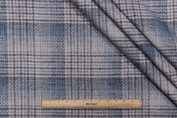 P Kaufmann Checked Woven Upholstery Fabric in Marina