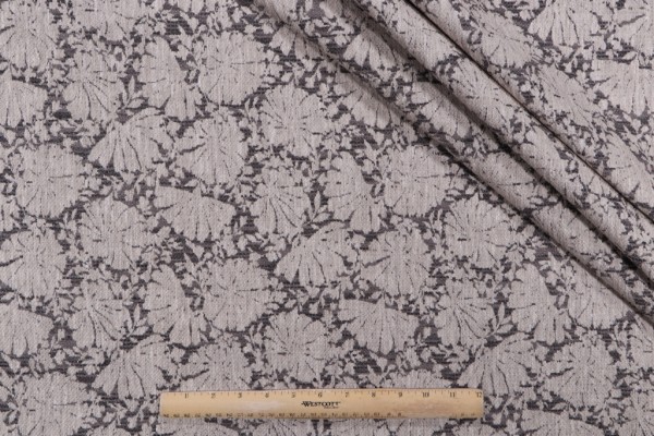 Sample of PK Lifestyles Little Lotus Woven Upholstery Fabric in Charcoal 